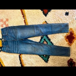 New York & Company Blue Skinny Jeans with Faded Design